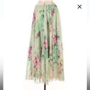 Chicwish Green Floral Maxi Skirt